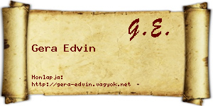 Gera Edvin névjegykártya